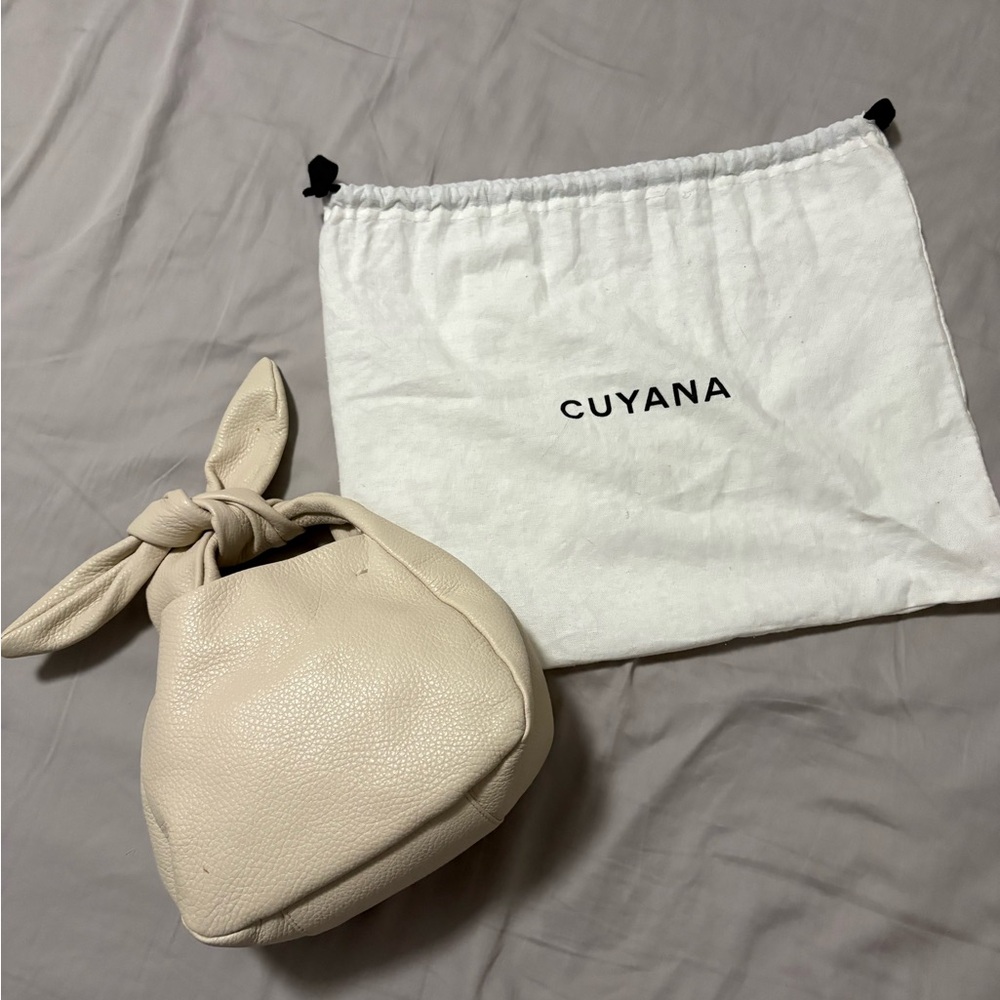 Cuyana Pebbled Leather Mini Bow Bag in Ecru - Picture 3 of 8